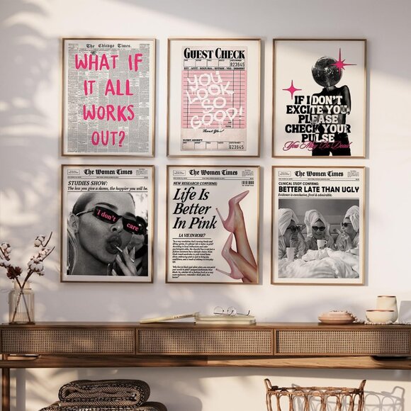 Other - New Trendy Newspaper Wall Art, 9pcs Disco Aesthetic Prints for Teen Girl Bedroom